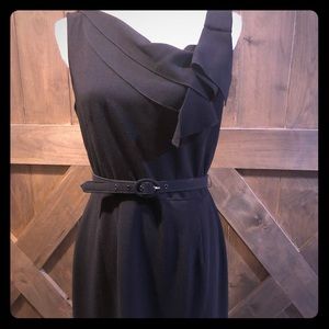 Max & Cleo Draped Black Belted Dress Size 10